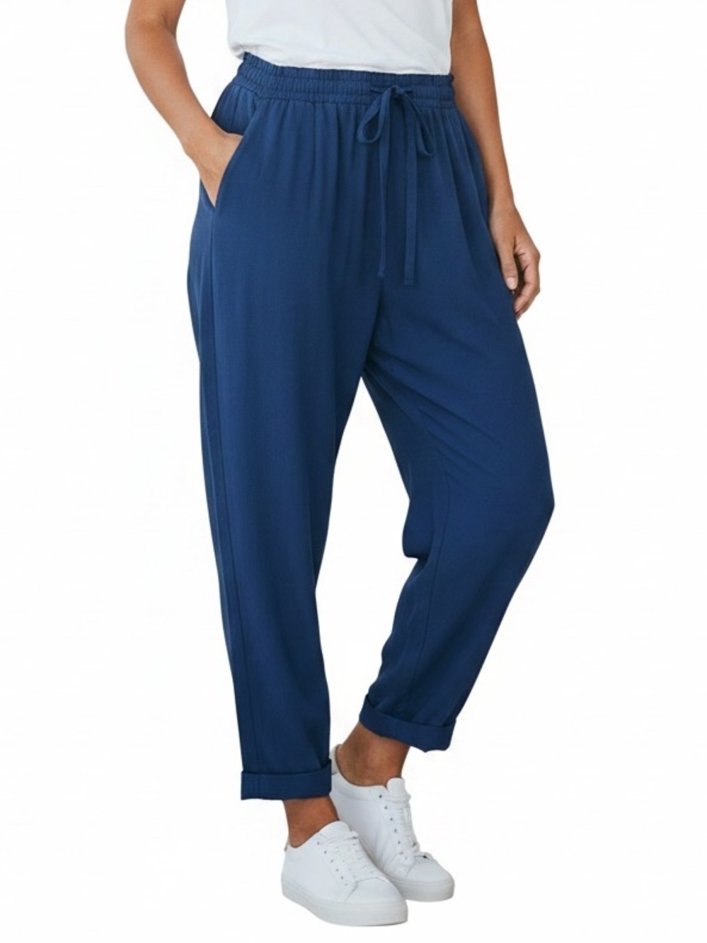 Wilfred Free Aritzia Silk Cobalt Blue Drawstring Jogger Pants 2